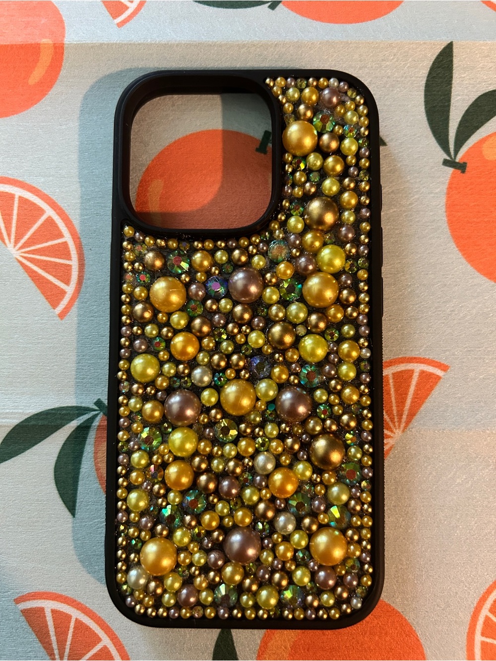 Bling Beaded iPhone 16 pro case - Gold Multi